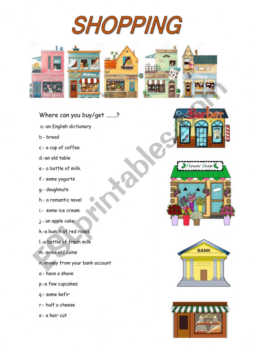 SHOPPING worksheet