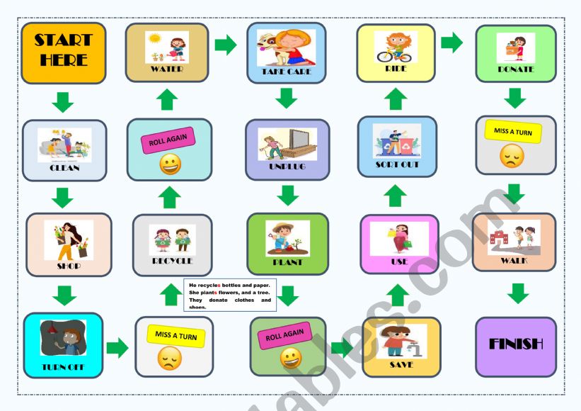 BOARD GAME : SAVE THE PLANET worksheet