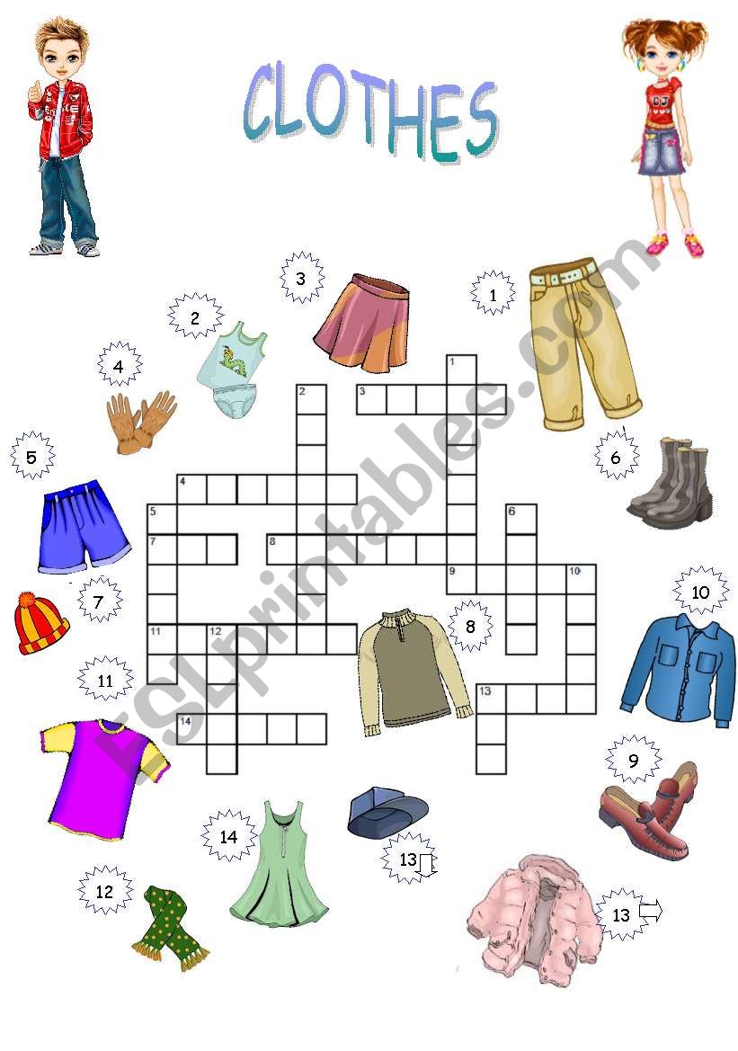 CROSSWORD CLOTHES worksheet