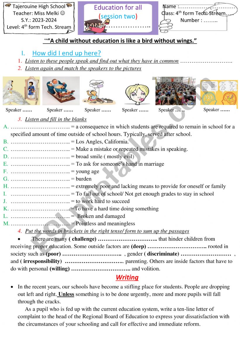 education for all part 2 worksheet