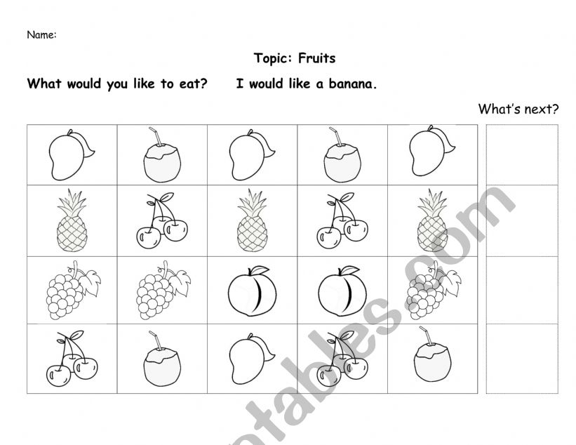 Fruits worksheet