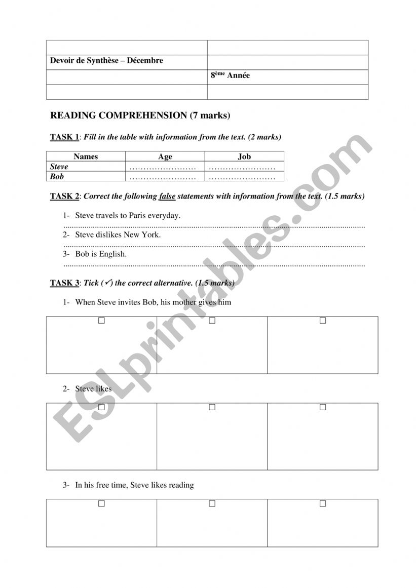 8 End of term test 1  worksheet