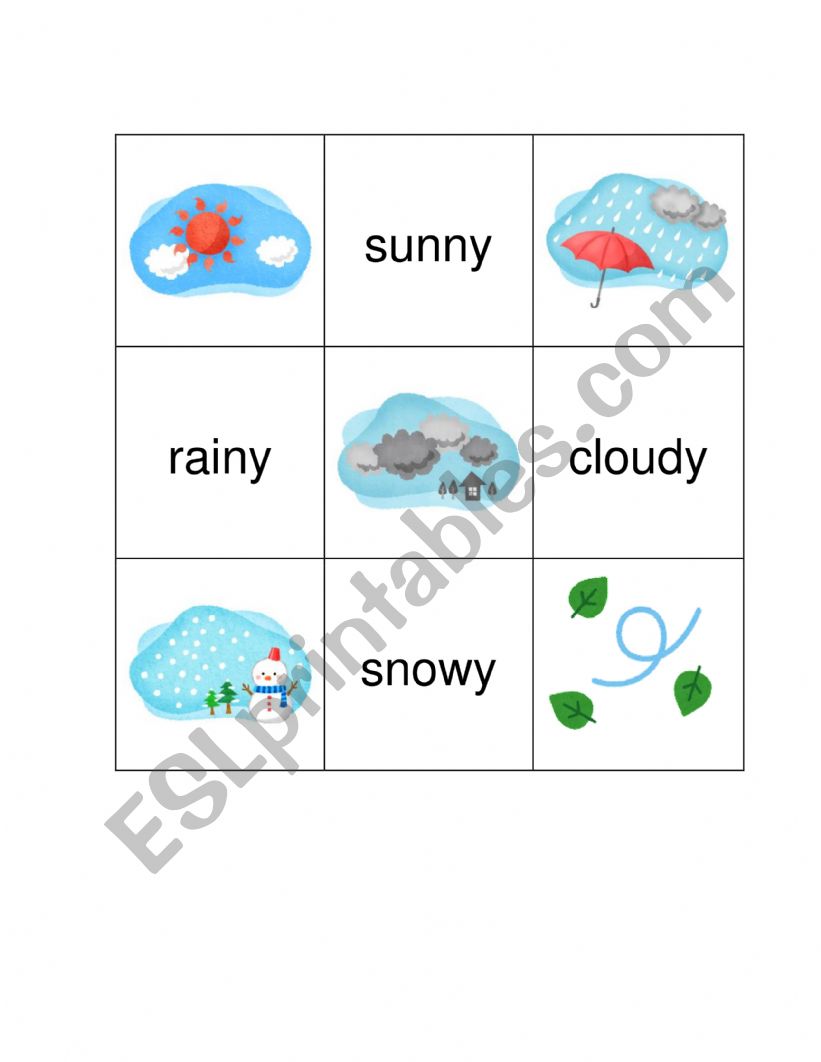 Weather Matching/Memory Game worksheet