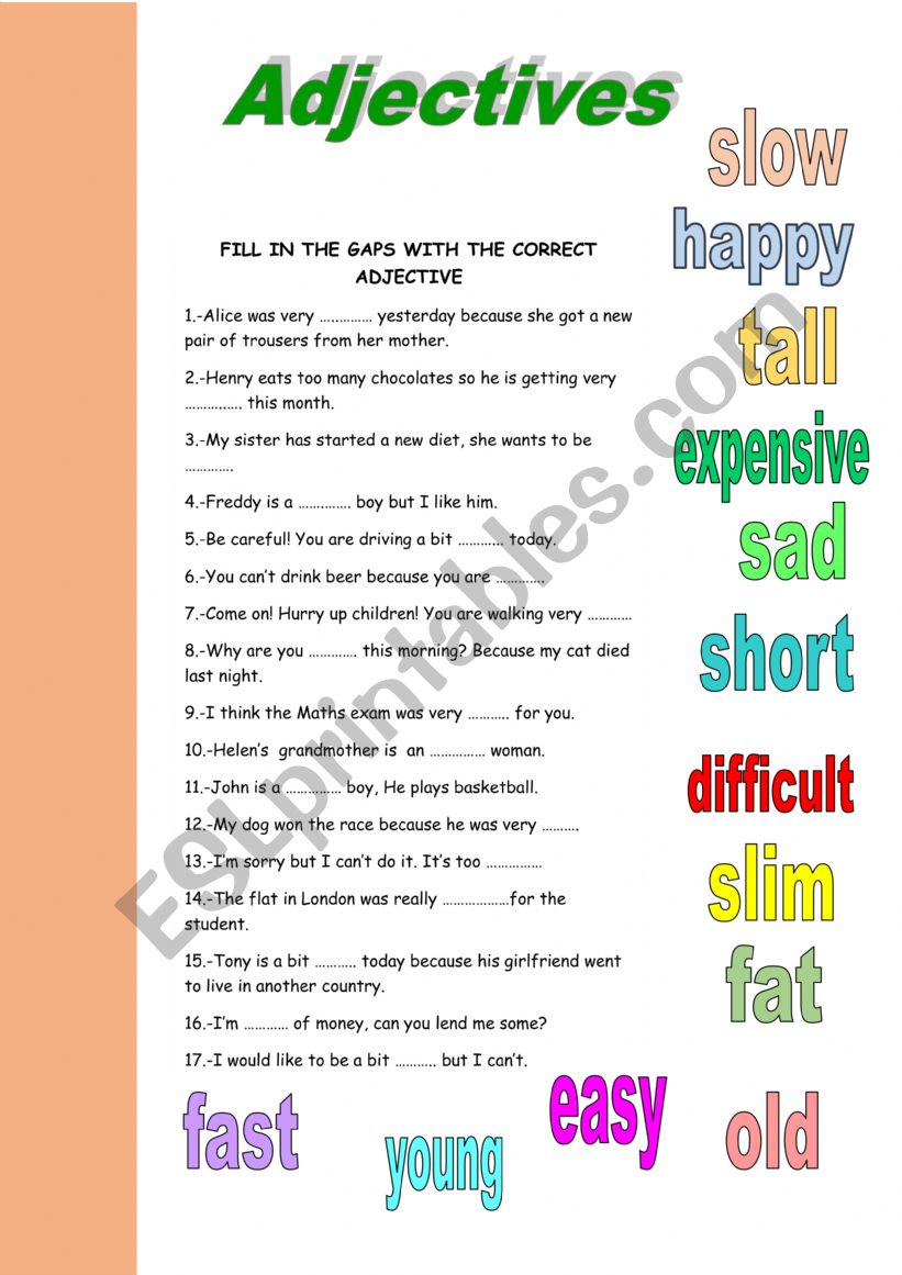 ADJECTIVES worksheet