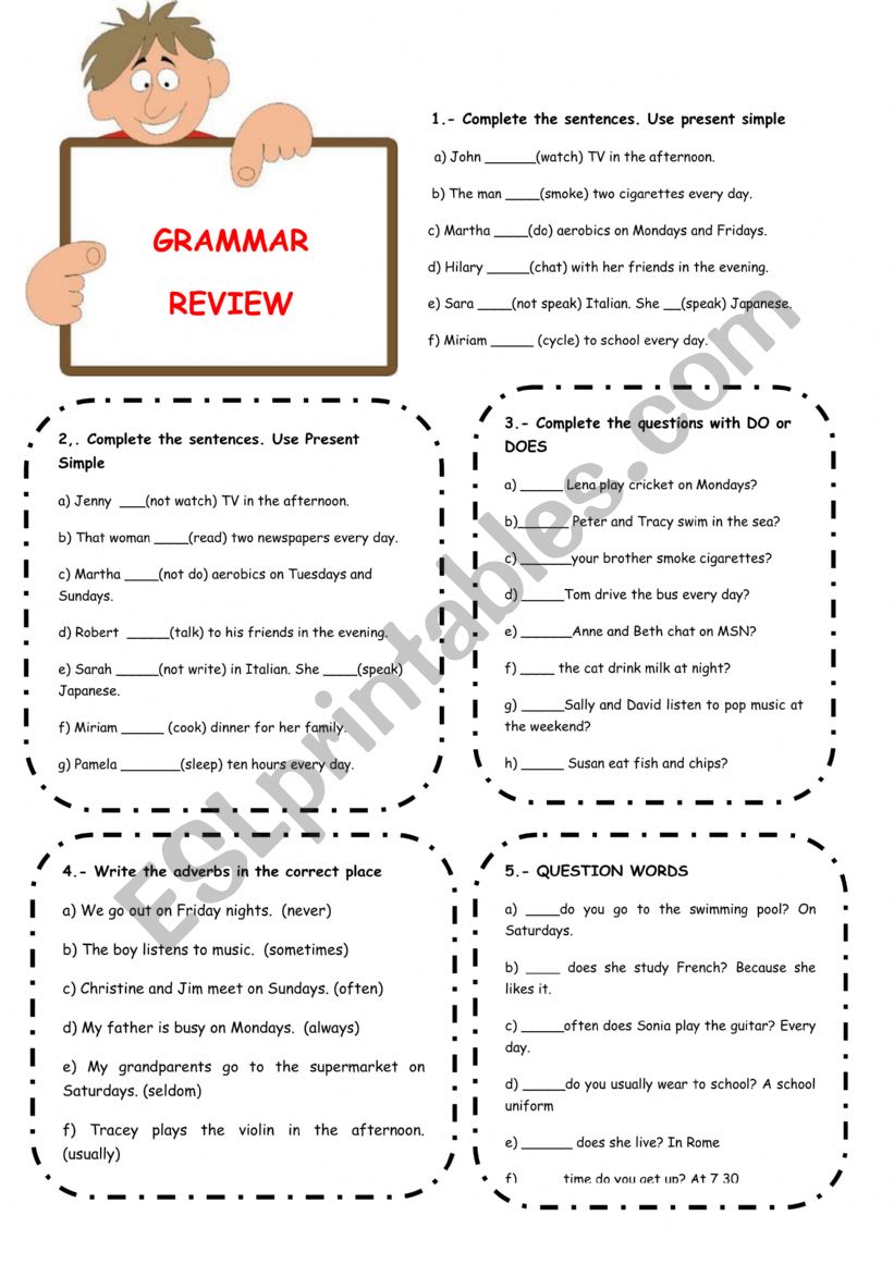 GRAMMAR REVIEW worksheet