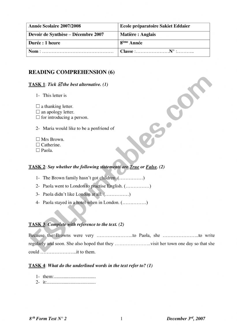 8 end of term 1 worksheet