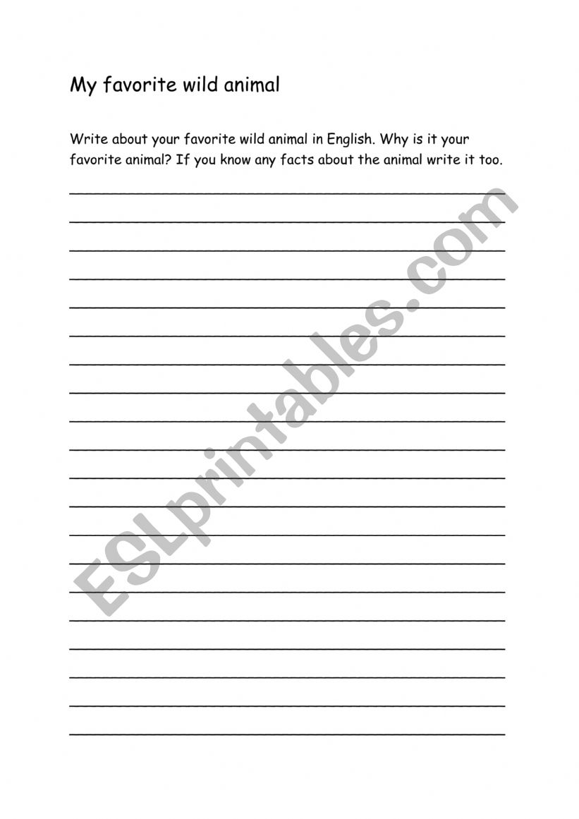 My favorite animal worksheet