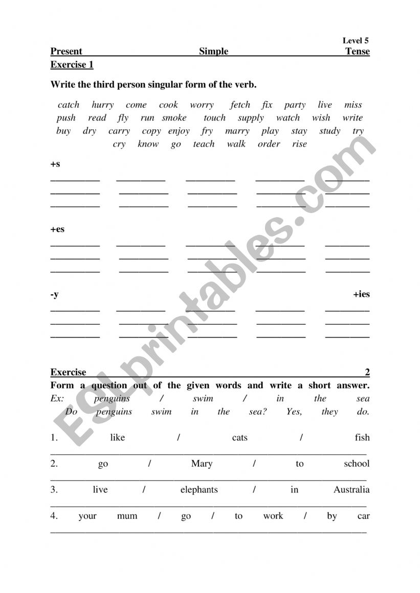 Present Simple worksheet