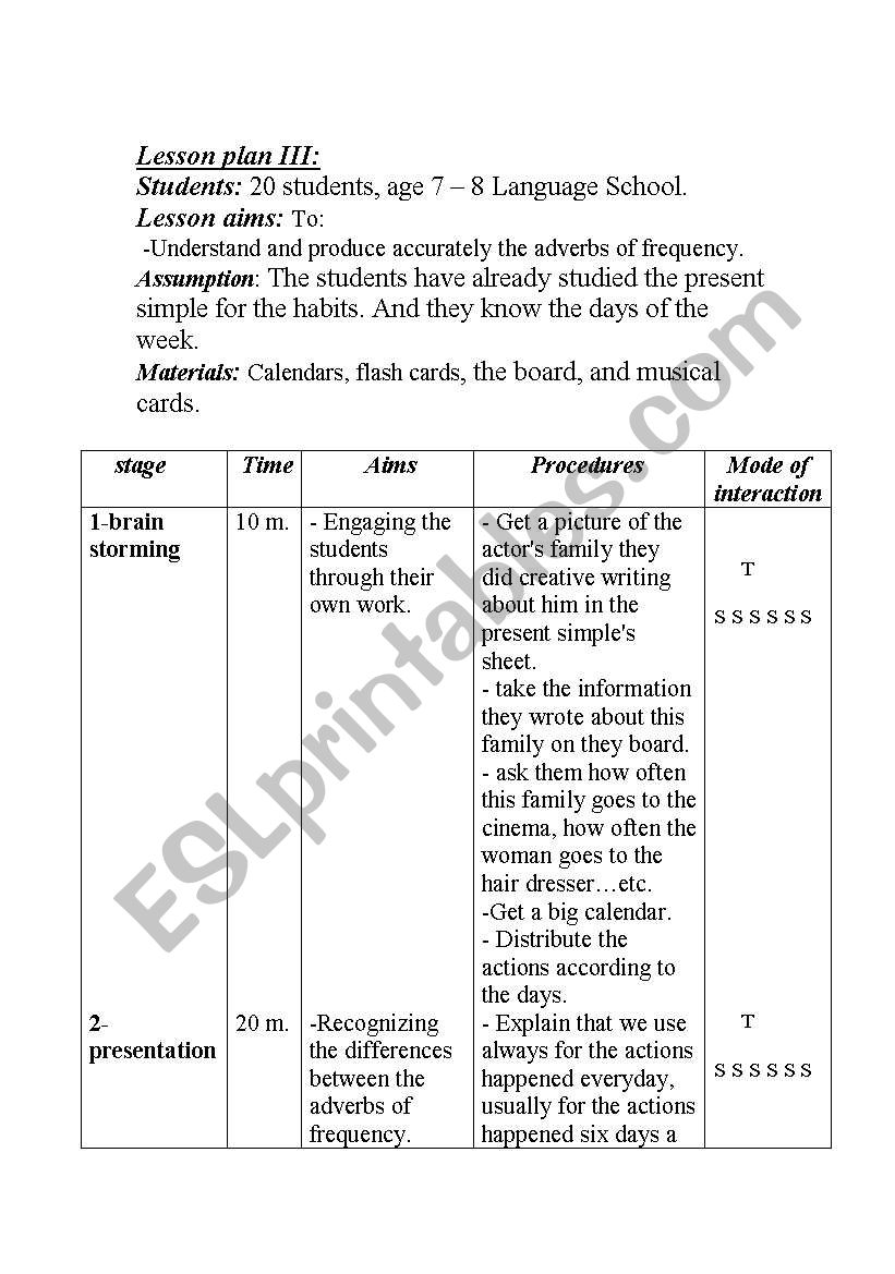 Lesson Plan  worksheet