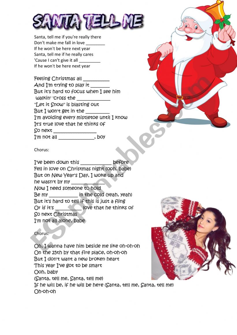 Santa, Tell me worksheet