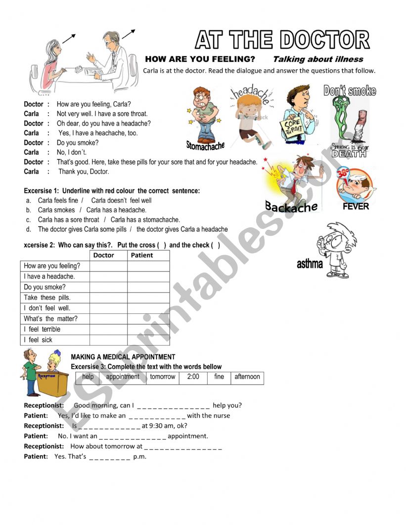 AT THE DOCTOR worksheet