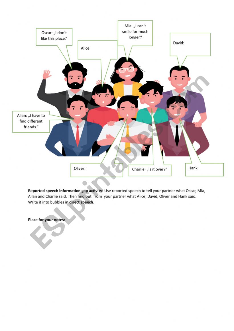 What are they saying? - Reported Speech Information Gap activity