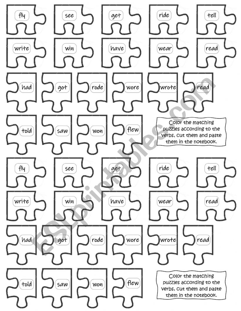 irregular verbs puzzle worksheet
