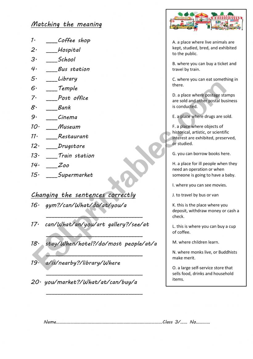 Place worksheet