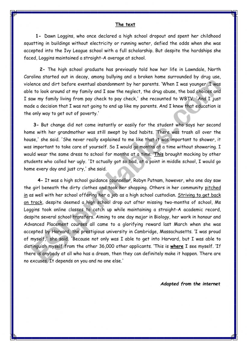 end of term test 1 (2nd form) worksheet