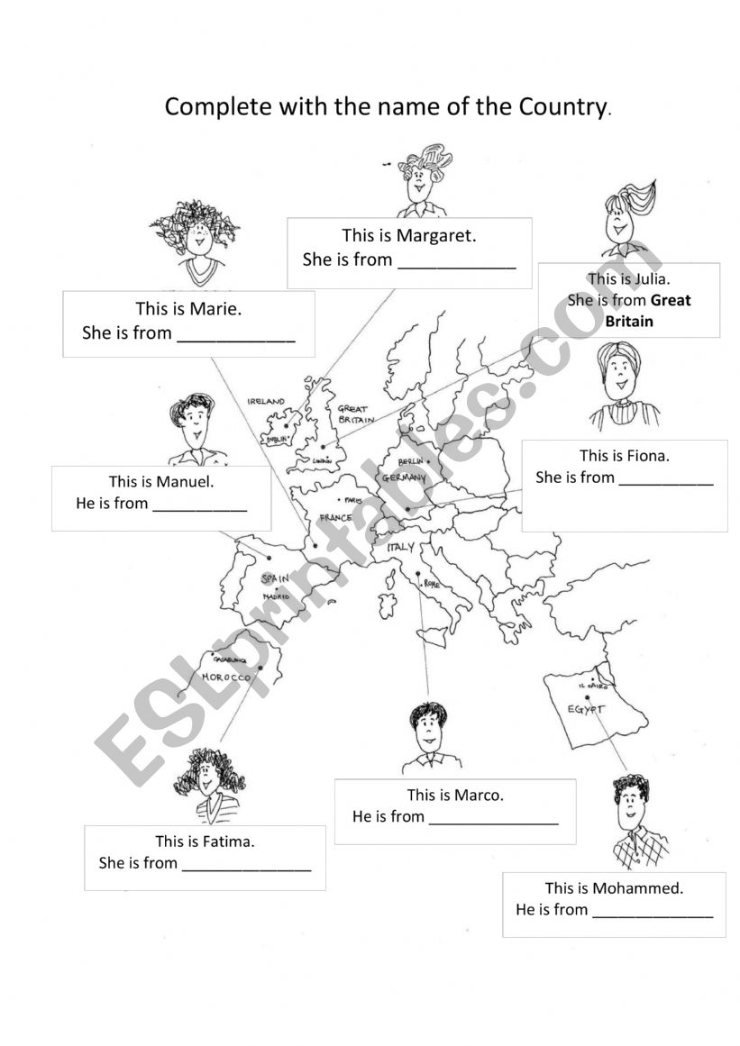 Where are they from? worksheet