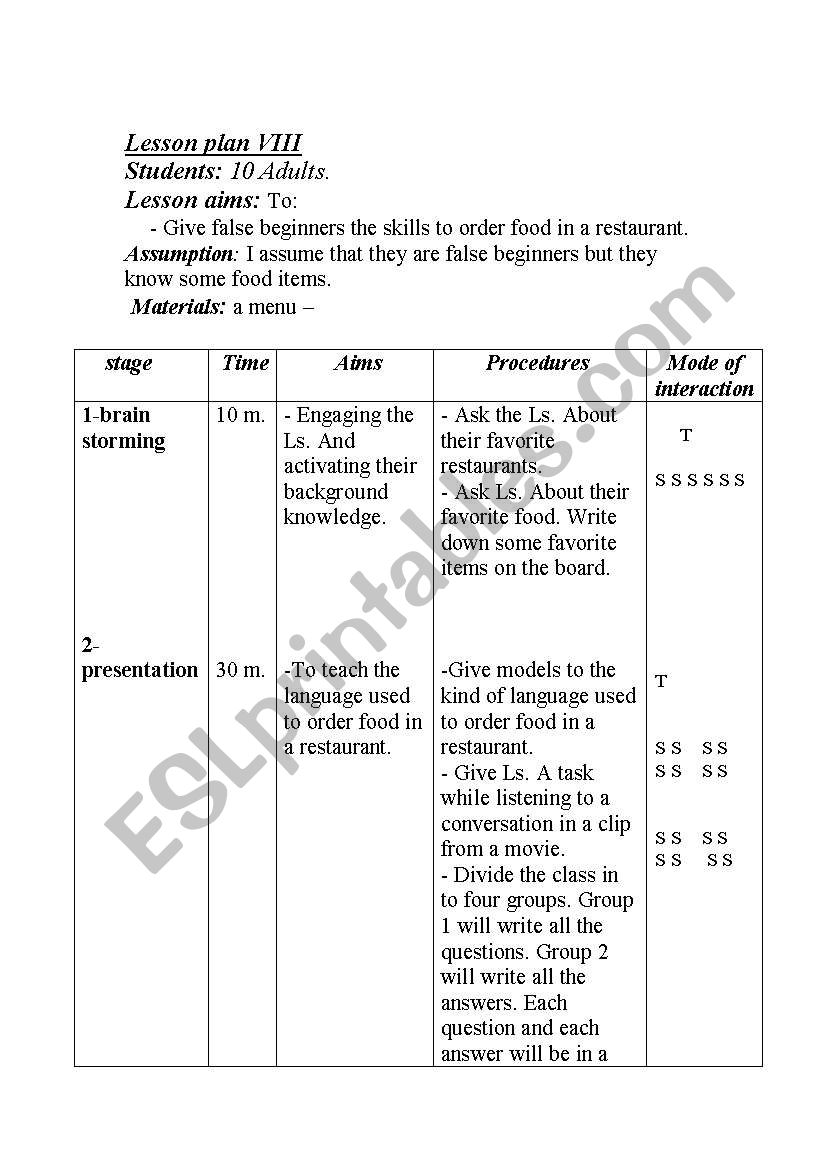 Lesson Plan worksheet