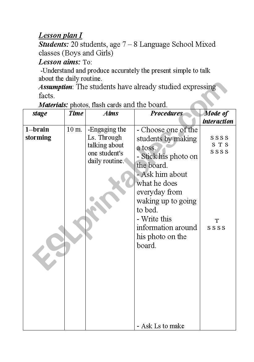 Lesson Plan worksheet