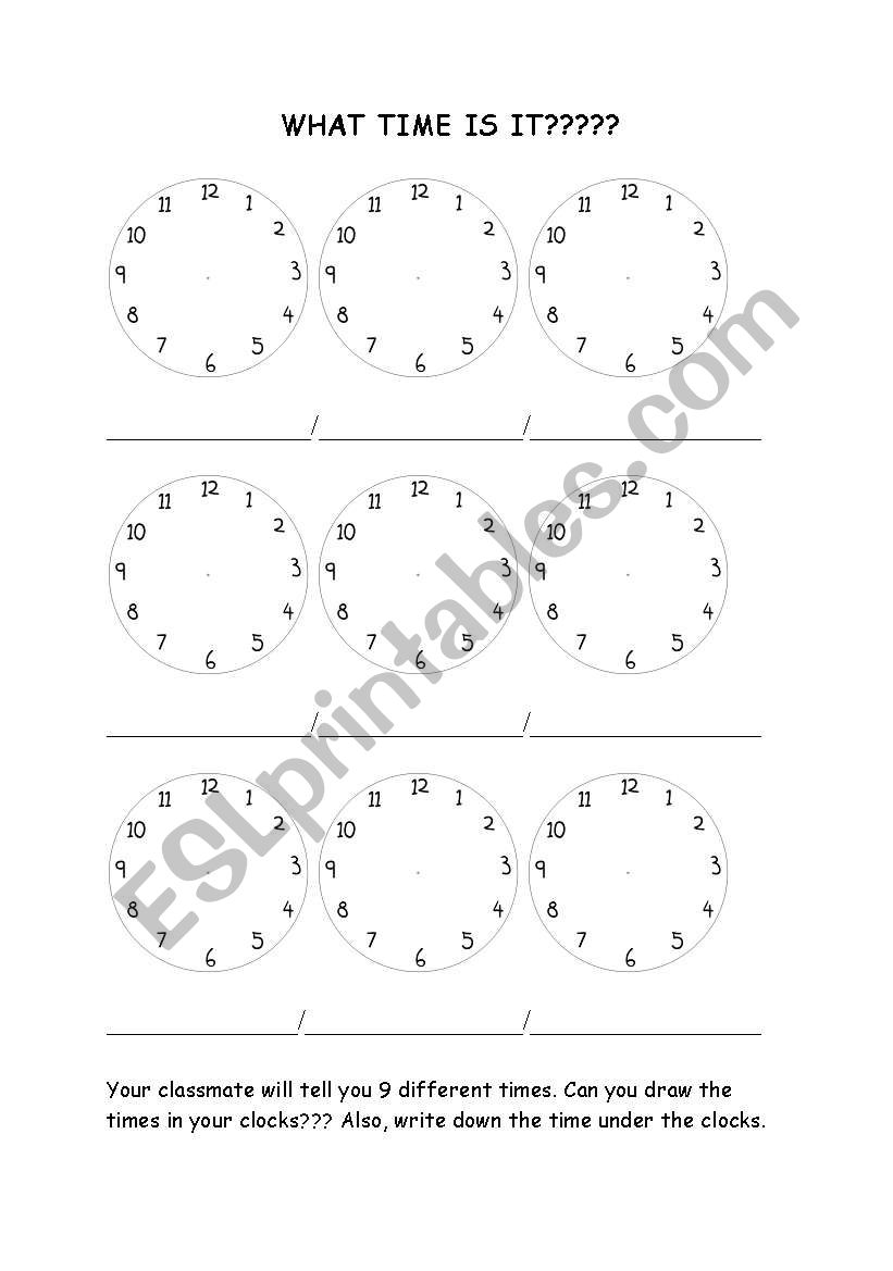 What time is it? worksheet