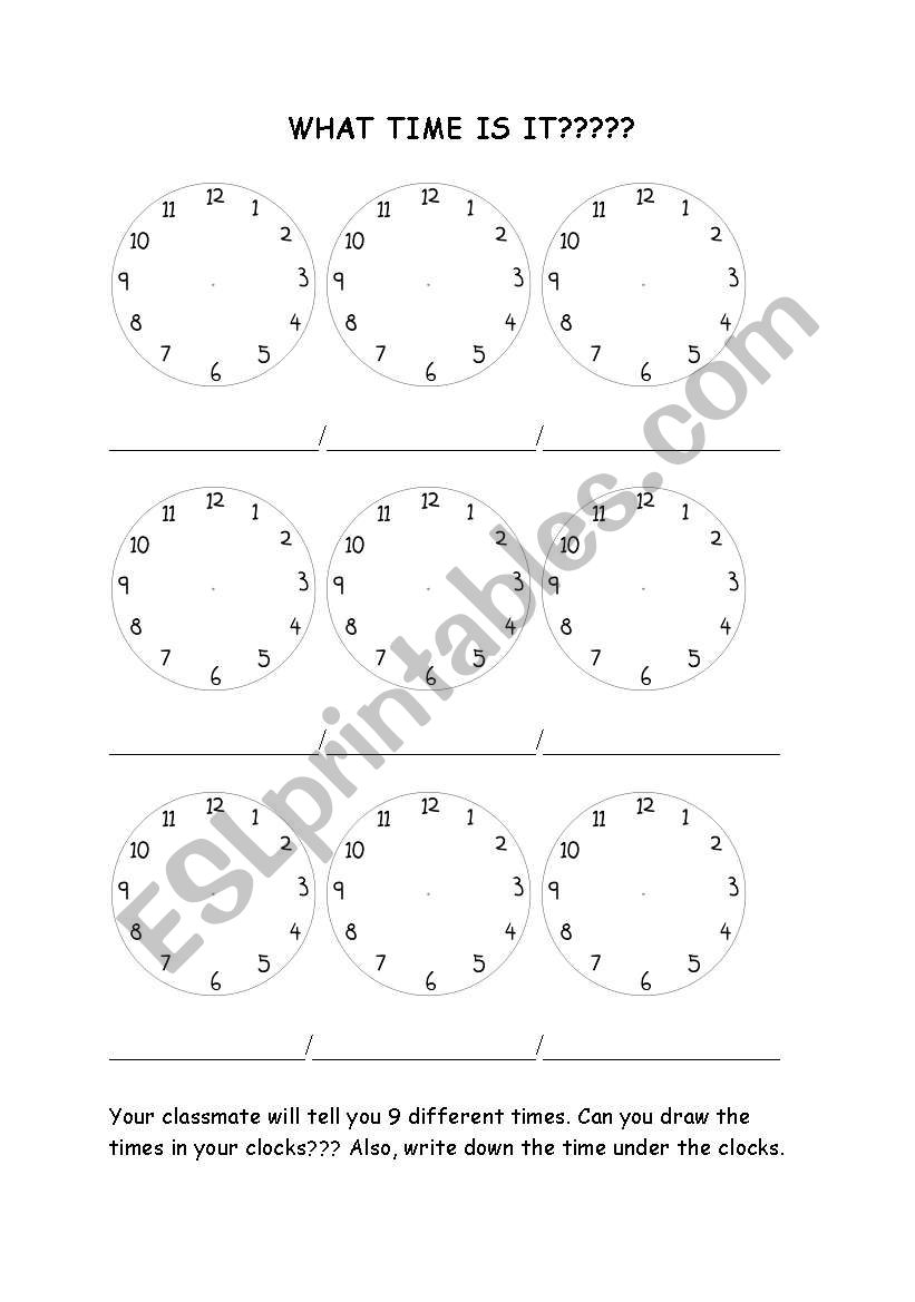 What time is it? worksheet