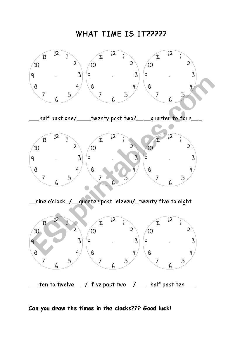 What time is it - 2 worksheet