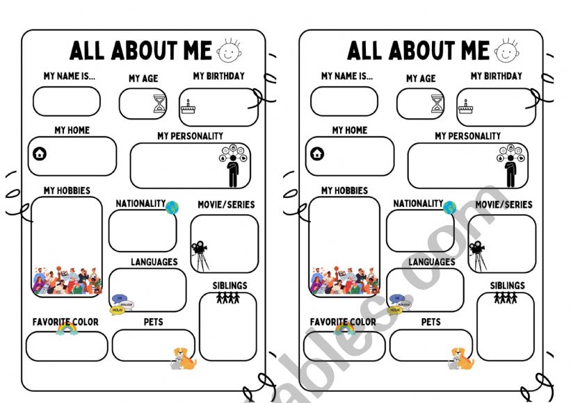 All about me worksheet