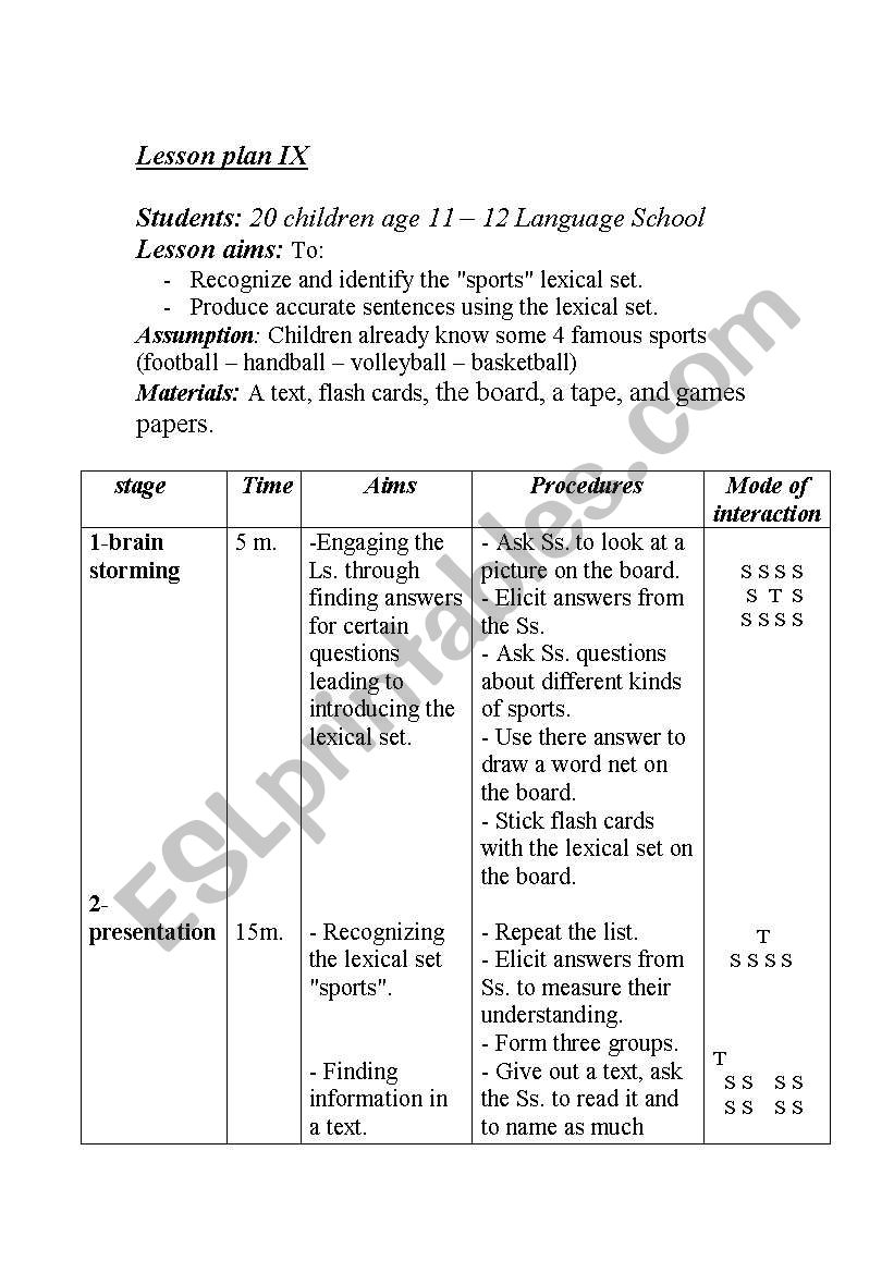 Lesson Plan worksheet