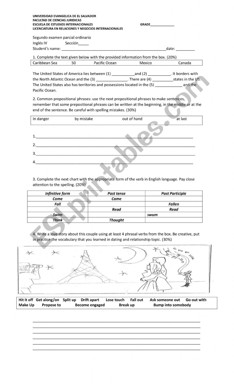 partial exam worksheet