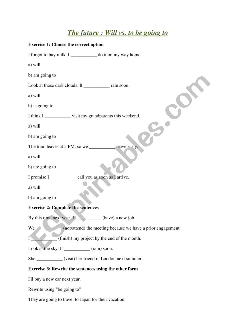 the future tense worksheet