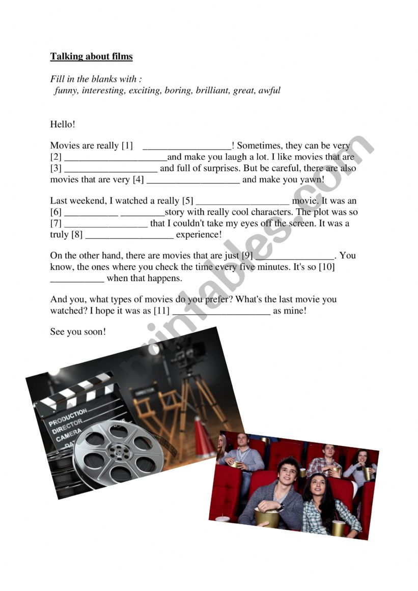 Talking about films worksheet