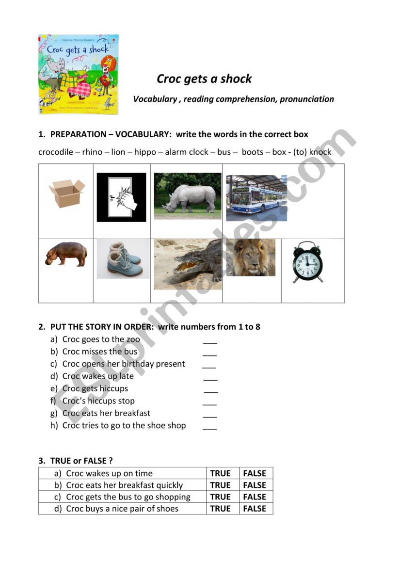 Crock gets a shock worksheet worksheet