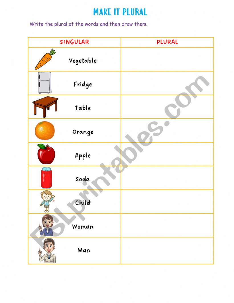 PLURALS worksheet