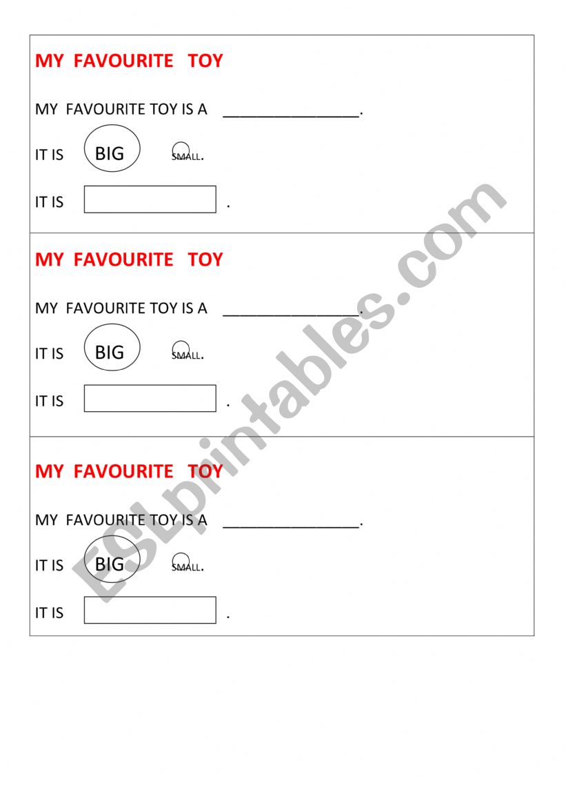 My favourite toy worksheet