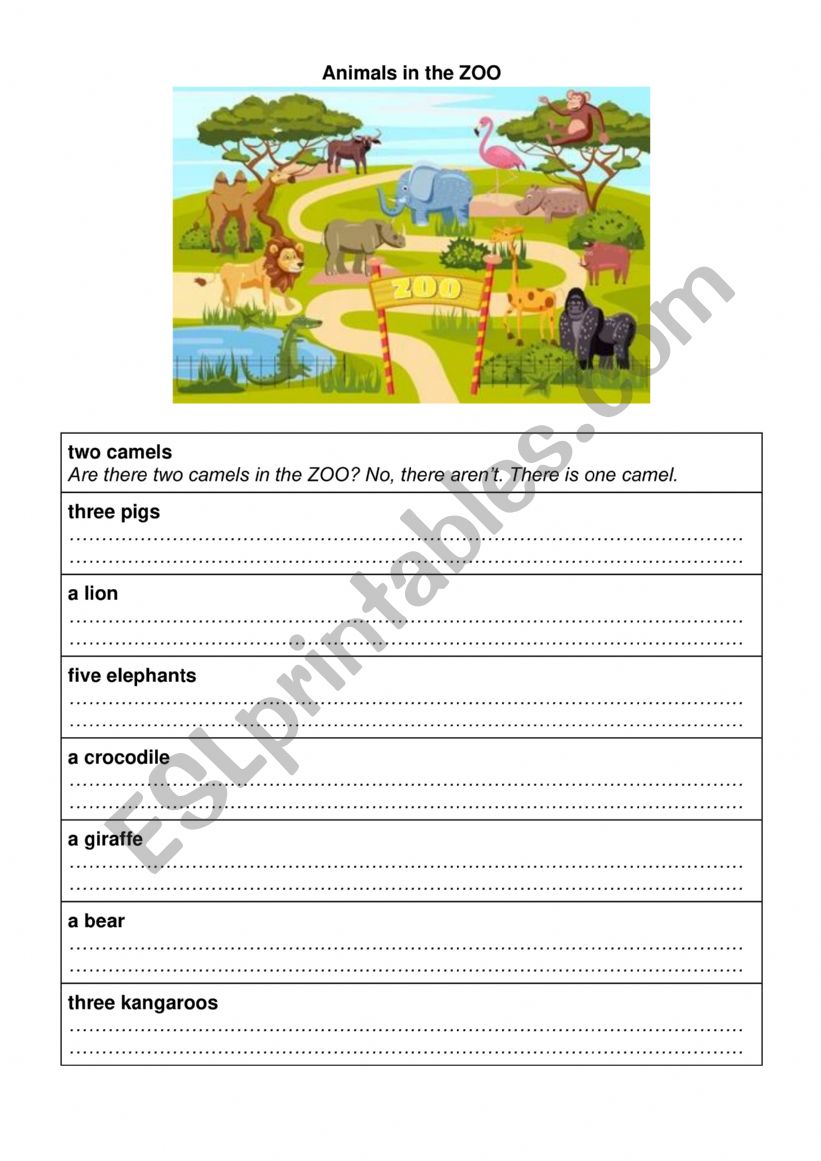 Animals in the ZOO worksheet