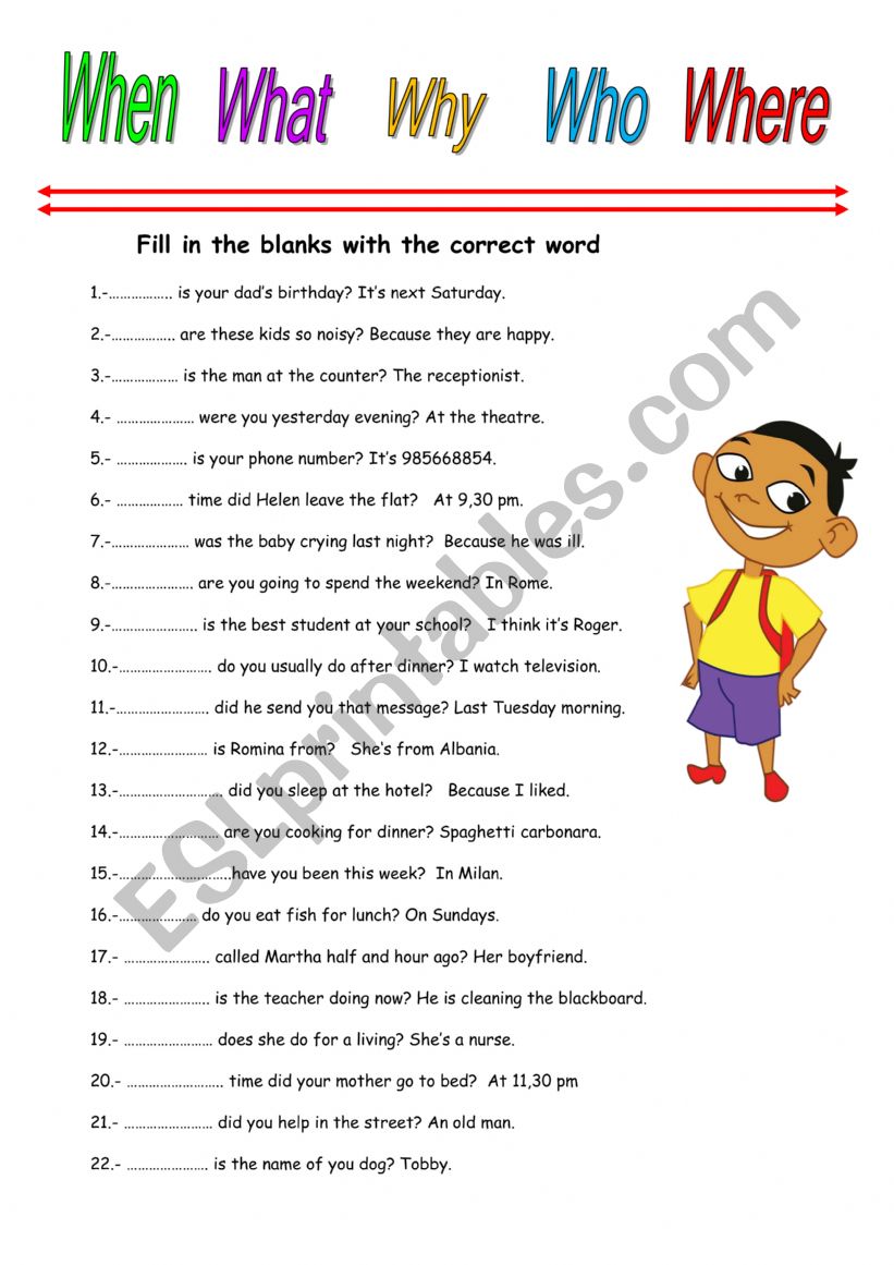 QUESTIONS worksheet