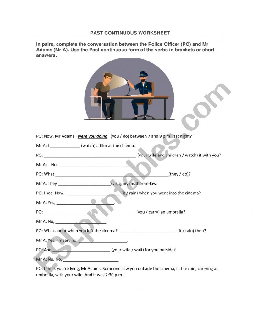 Past Continous worksheet worksheet