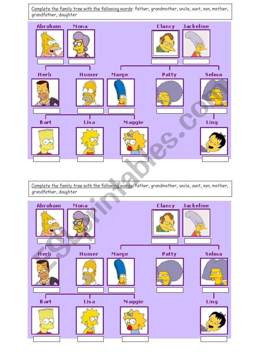 The Simpsons : family vocabulary