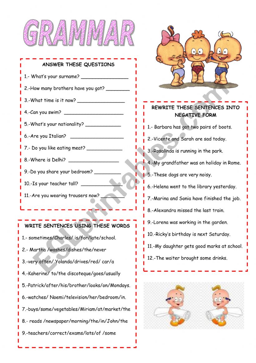 GRAMMAR worksheet