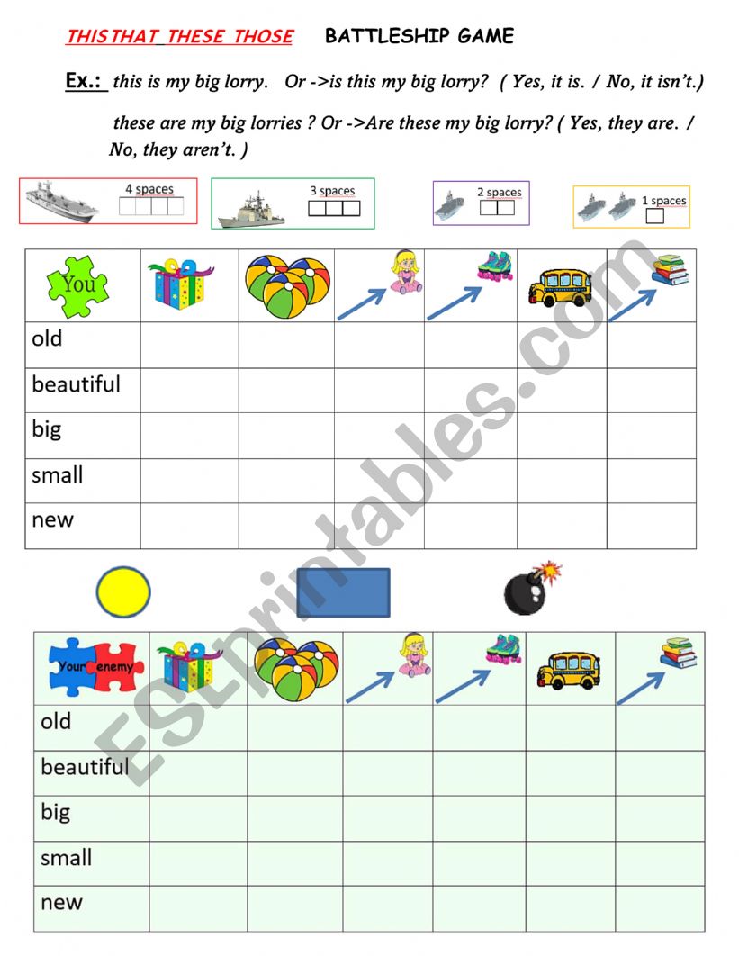 This -that-these-those Battleship game