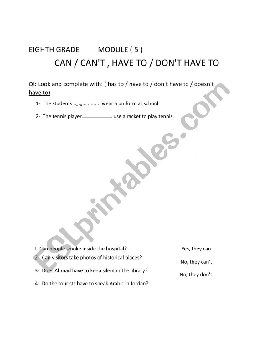 Can and Cant worksheet