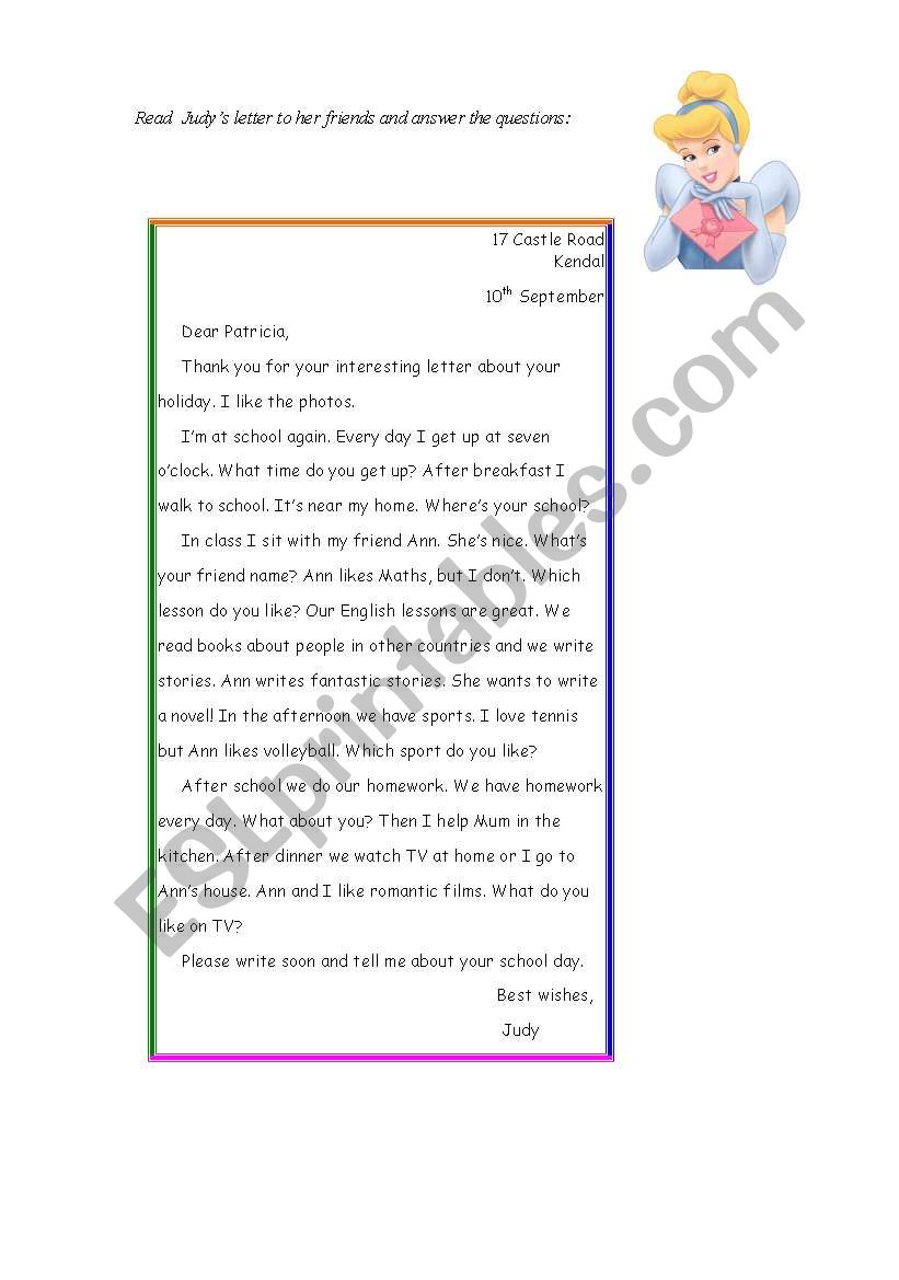 A letter to a friend worksheet