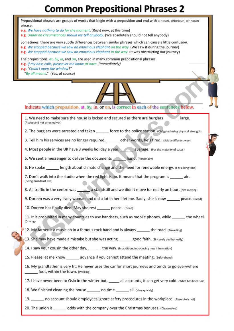Prepositional Phrases 2 worksheet