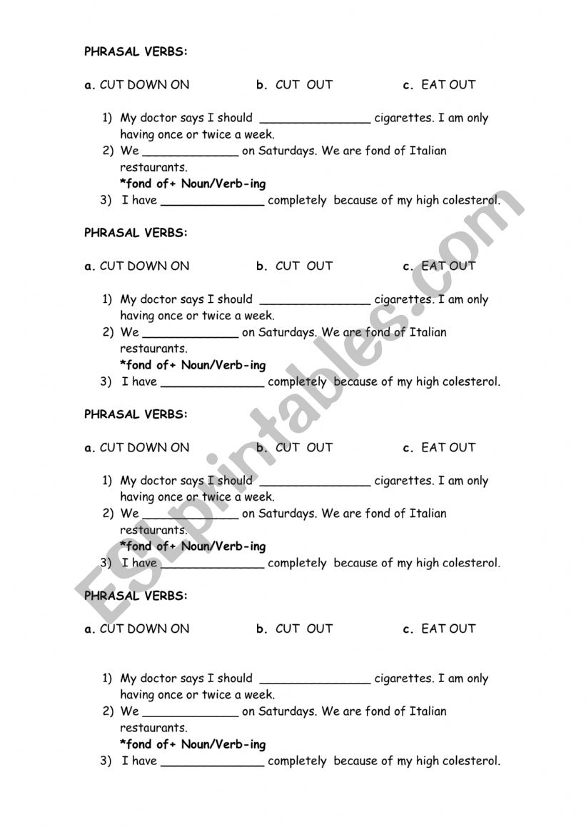 phrasal verbs worksheet