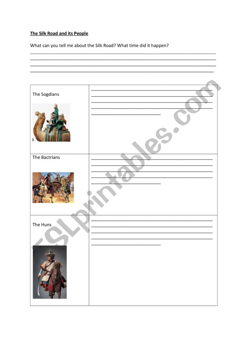 The silk road worksheet