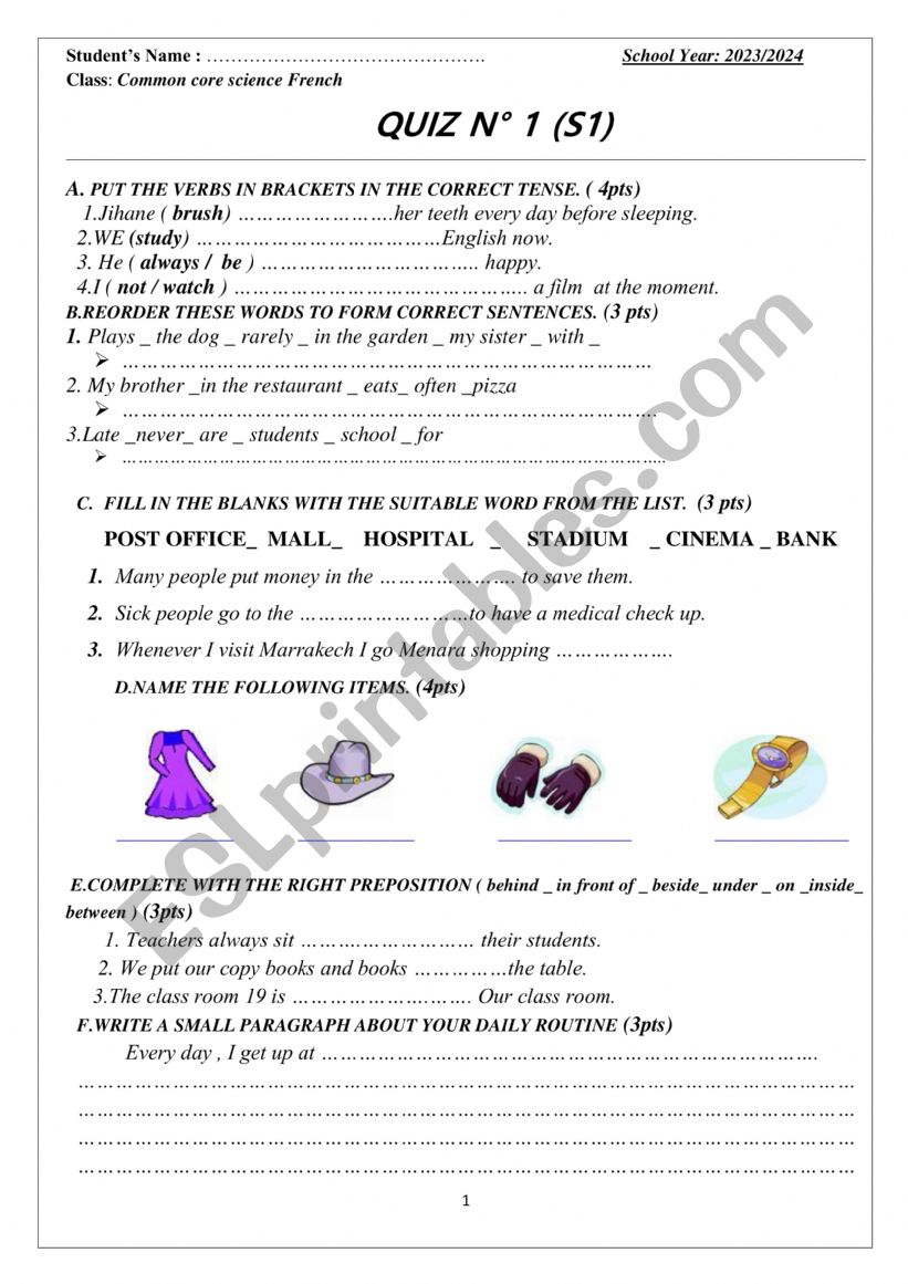 language test worksheet