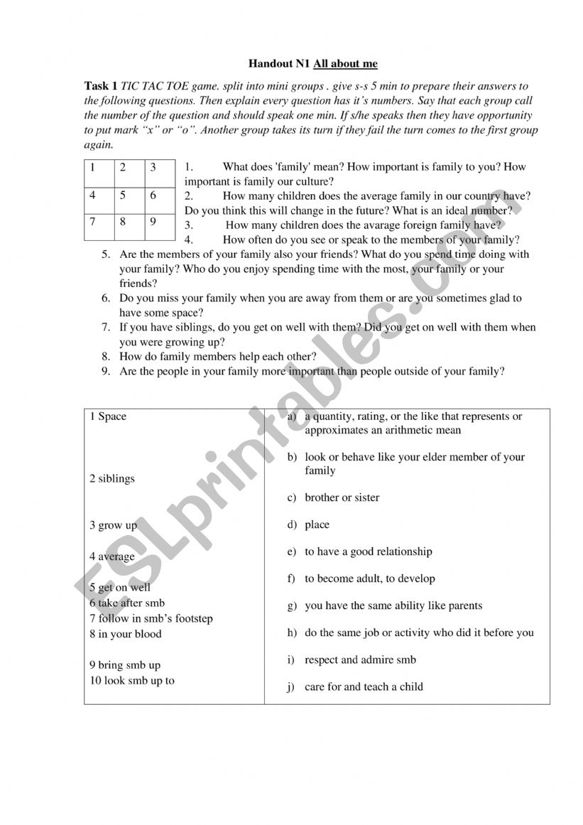 All about me worksheet