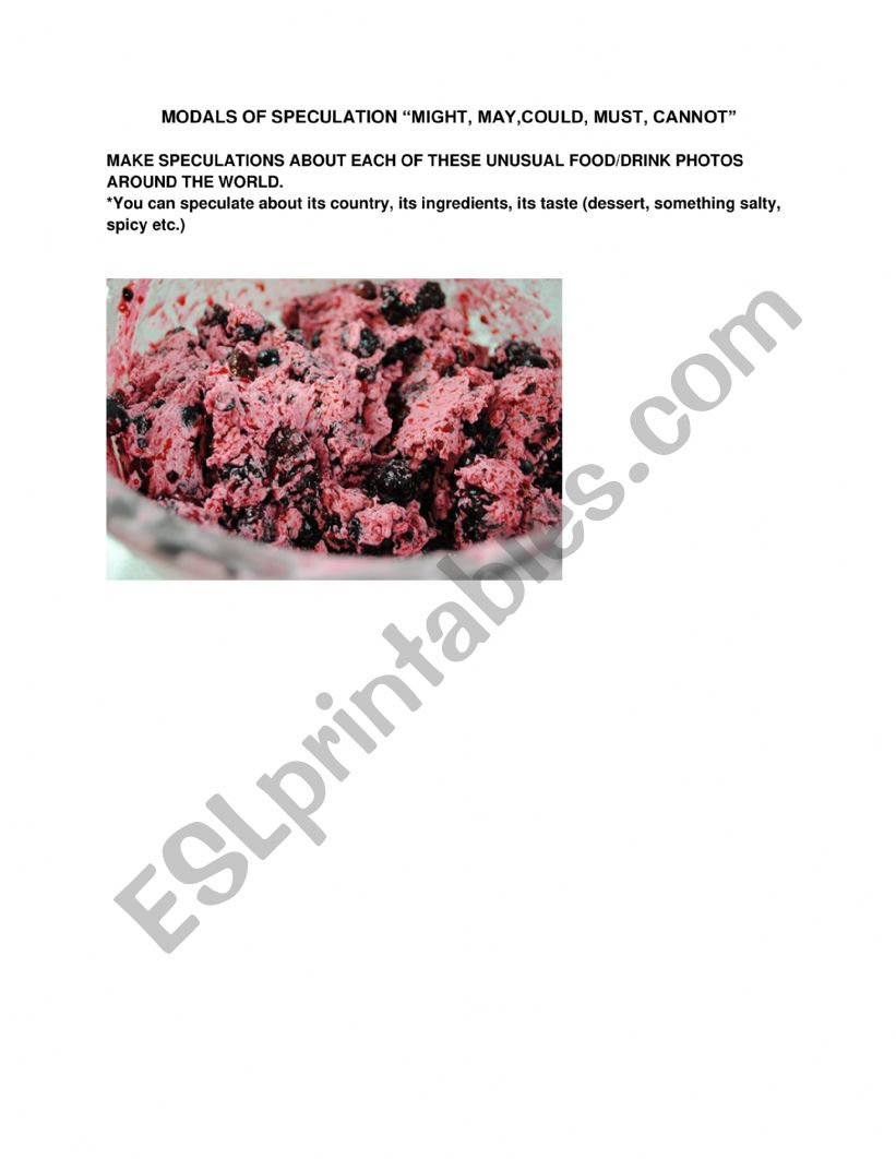MODALS OF SPECULATION -UNUSUAL FOOD 1