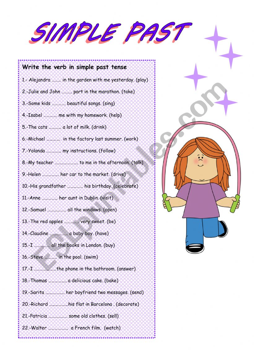 SIMPLE PAST TENSE worksheet