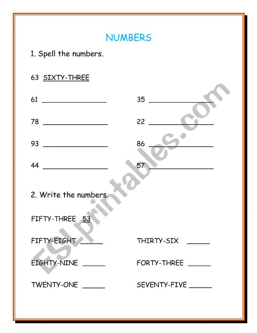 Number 0-100 - ESL worksheet by d3z1nt3grac1ja
