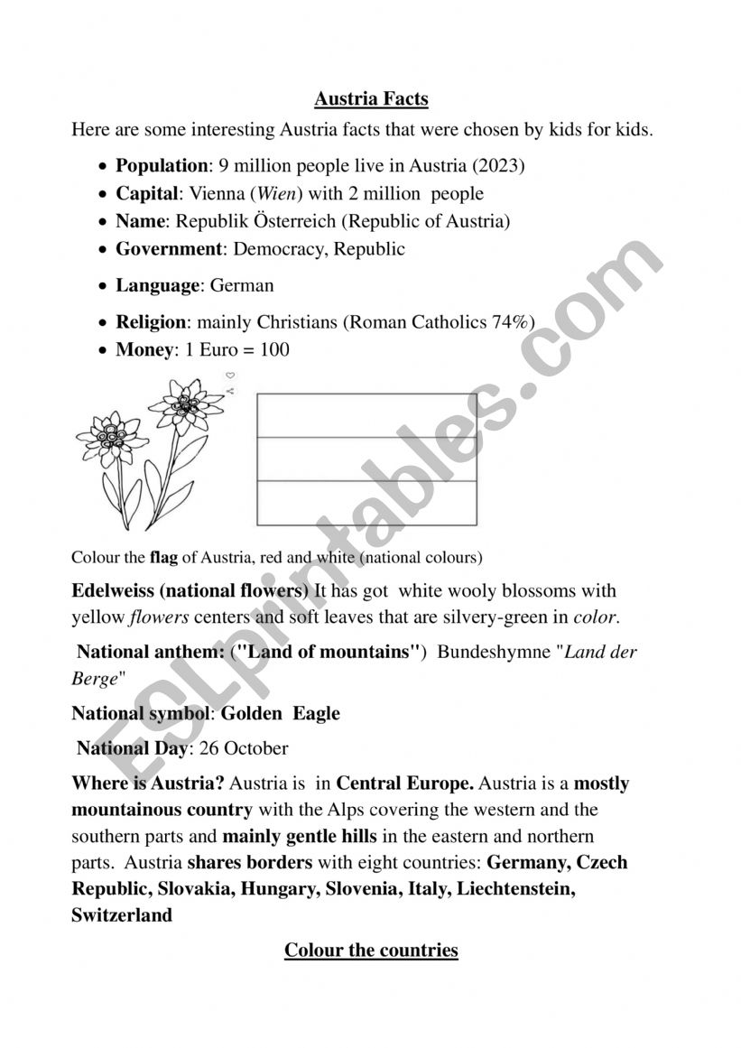 Austria worksheet